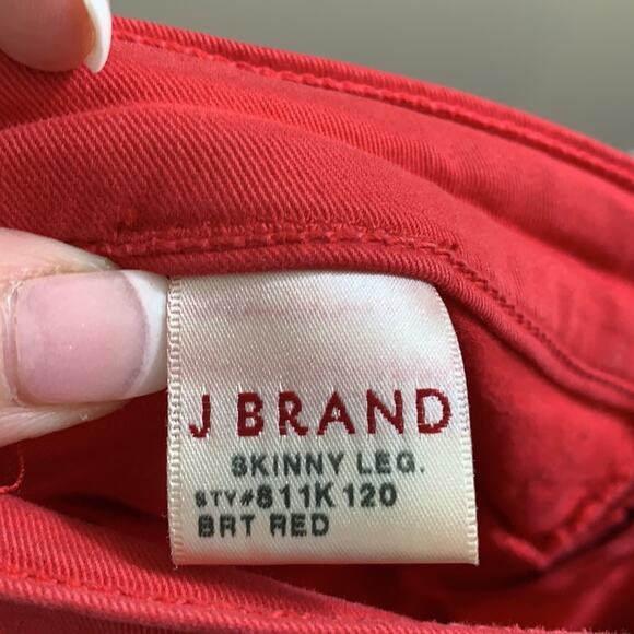 J Brand Bright Red Skinny Leg Ankle Jeans - Picture 5 of 10